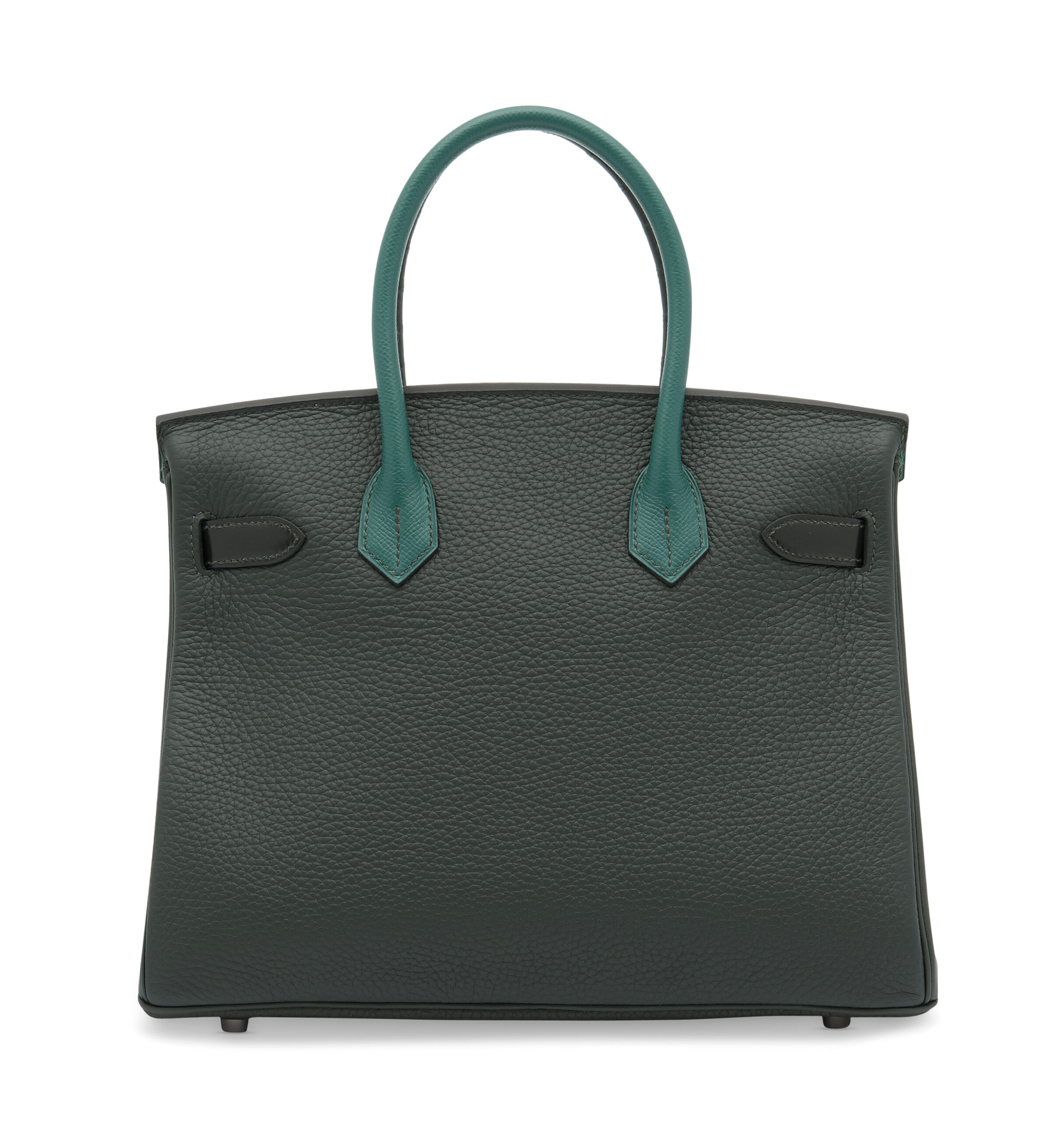 A LIMITED EDITION SHINY VERT ÉMERAUDE POROSUS CROCODILE, VERT TITIEN CLÉMENCE LEATHER & ROSE AZALÉE PATCHWORK BIRKIN 30 WITH PALLADIUM HARDWARE 6 A LIMITED EDITION SHINY VERT ÉMERAUDE POROSUS CROCODILE, VERT TITIEN CLÉMENCE LEATHER & ROSE AZALÉE PATCHWORK BIRKIN 30 WITH PALLADIUM HARDWARE - Image 6