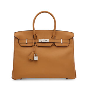 A LIMITED EDITION TOFFEE NOVILLO LEATHER & SEA, SURF & FUN TOILE BIRKIN 35 WITH PALLADIUM HARDWARE