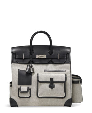 A LIMITED EDITION TOILE & BLACK SWIFT LEATHER CARGO HAC BIRKIN 40 WITH PALLADIUM HARDWARE