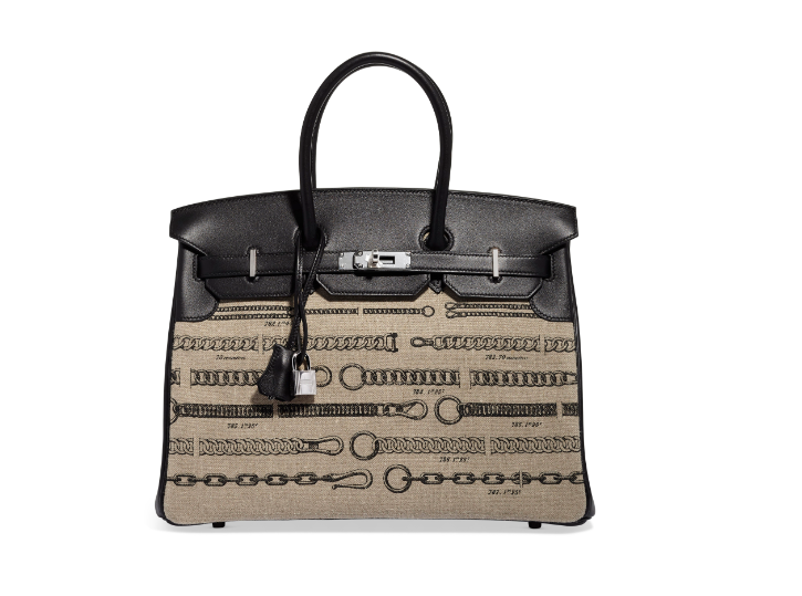 A LIMITED EDITION TOILE DE CAMP DÉCHAÎNÉE & BLACK SWIFT LEATHER BIRKIN 35 WITH PALLADIUM HARDWARE 1 A LIMITED EDITION TOILE DE CAMP DÉCHAÎNÉE & BLACK SWIFT LEATHER BIRKIN 35 WITH PALLADIUM HARDWARE