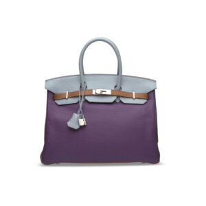 A LIMITED EDITION ULTRAVIOLET, BLEU LIN, ÉTAIN, BLEU OBSCUR, ÉTOUPE & MARRON D'INDIE CLÉMENCE LEATHER ARLEQUIN BIRKIN 35 WITH PALLADIUM HARDWARE