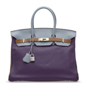 A LIMITED EDITION ULTRAVIOLET, BLEU LIN, ÉTAIN, BLEU OBSCUR, ÉTOUPE & MARRON D'INDIE CLÉMENCE LEATHER ARLEQUIN BIRKIN 35 WITH PALLADIUM HARDWARE