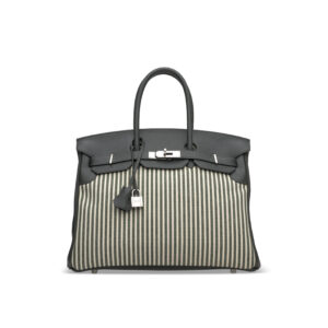 A LIMITED EDITION VERT ANGLAIS SWIFT LEATHER & TOILE RIGA BIRKIN 35 WITH PALLADIUM HARDWARE