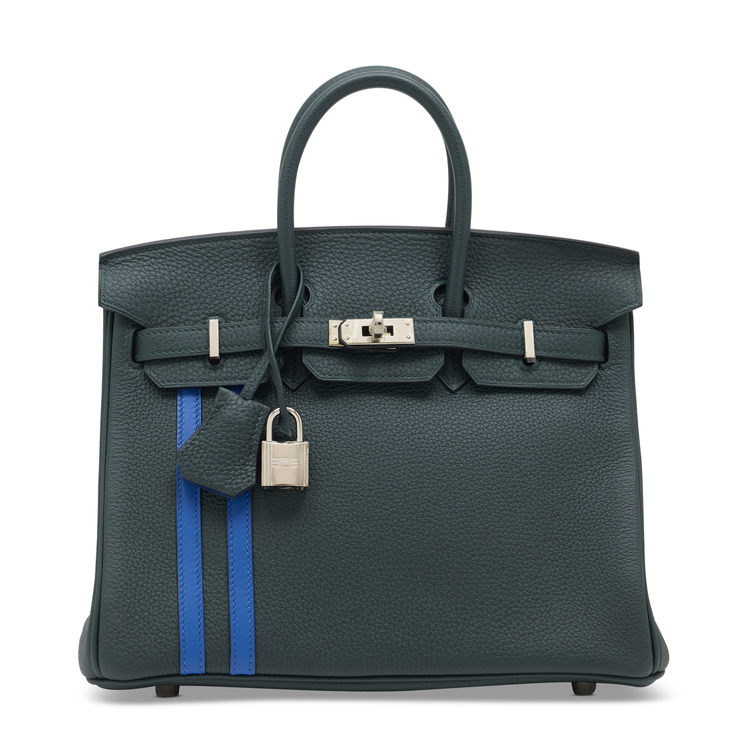 A LIMITED EDITION VERT CYPRÈS & BLEU ZELLIGE TOGO LEATHER OFFICIER BIRKIN 25 WITH PALLADIUM HARDWARE 2 A LIMITED EDITION VERT CYPRÈS & BLEU ZELLIGE TOGO LEATHER OFFICIER BIRKIN 25 WITH PALLADIUM HARDWARE - Image 2