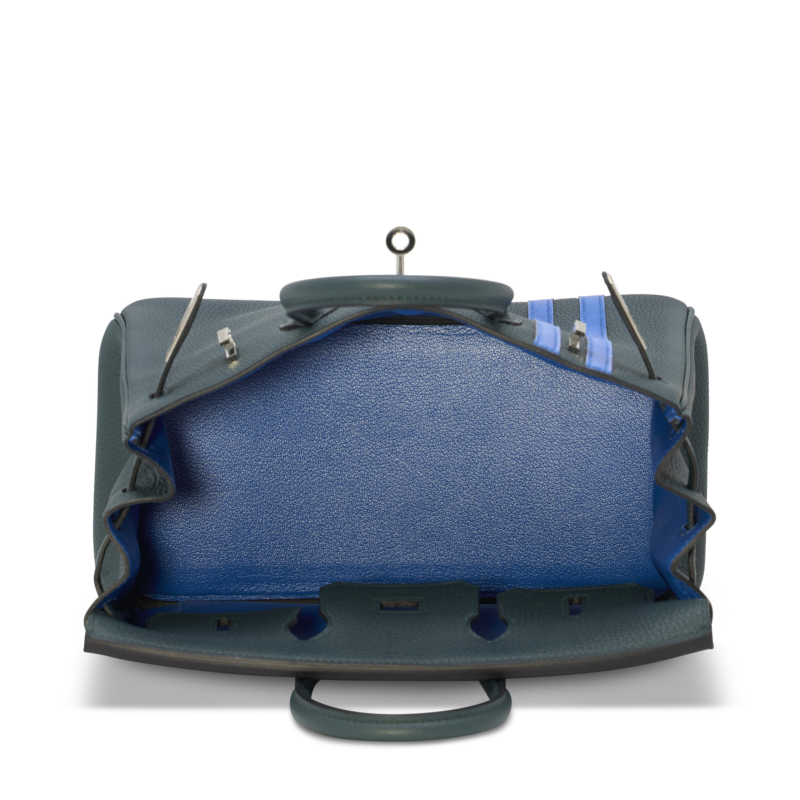 A LIMITED EDITION VERT CYPRÈS & BLEU ZELLIGE TOGO LEATHER OFFICIER BIRKIN 25 WITH PALLADIUM HARDWARE 6 A LIMITED EDITION VERT CYPRÈS & BLEU ZELLIGE TOGO LEATHER OFFICIER BIRKIN 25 WITH PALLADIUM HARDWARE - Image 6