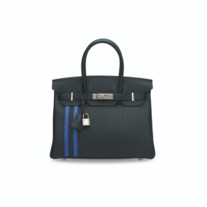 A LIMITED EDITION VERT CYPRÈS & BLEU ZELLIGE TOGO LEATHER OFFICIER BIRKIN 30 WITH PALLADIUM HARDWARE