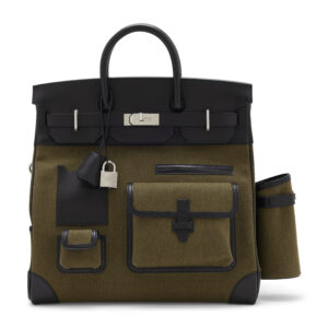 A LIMITED EDITION VERT OLIVE CANVAS & BLACK EVERCALF LEATHER CARGO HAC BIRKIN 40 WITH PALLADIUM HARDWARE (3)