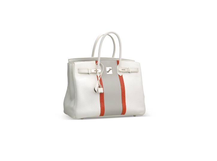 A LIMITED EDITION WHITE, GRIS PERLE CLÉMENCE LEATHER & SANGUINE LIZARD CLUB BIRKIN 35 WITH PALLADIUM HARDWARE 2 A LIMITED EDITION WHITE, GRIS PERLE CLÉMENCE LEATHER & SANGUINE LIZARD CLUB BIRKIN 35 WITH PALLADIUM HARDWARE - Image 2