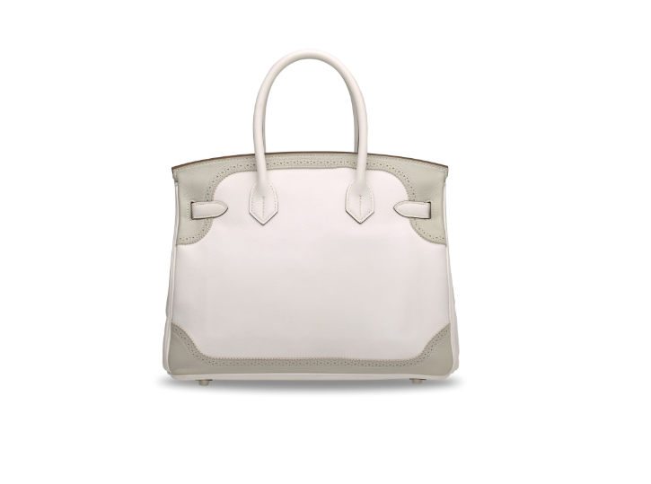 A LIMITED EDITION WHITE & GRIS PERLE SWIFT LEATHER GHILLIES BIRKIN 30 WITH PALLADIUM HARDWARE 3 A LIMITED EDITION WHITE & GRIS PERLE SWIFT LEATHER GHILLIES BIRKIN 30 WITH PALLADIUM HARDWARE - Image 3