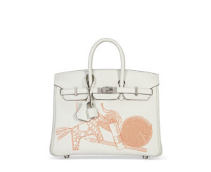 A LIMITED EDITION WHITE SWIFT LEATHER AND ORANGE IN & OUT BIRKIN 25 WITH PALLADIUM HARDWARE (2)