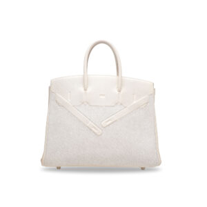 A LIMITED EDITION WHITE SWIFT LEATHER & TOILE SHADOW BIRKIN 35 WITH PALLADIUM HARDWARE (1)