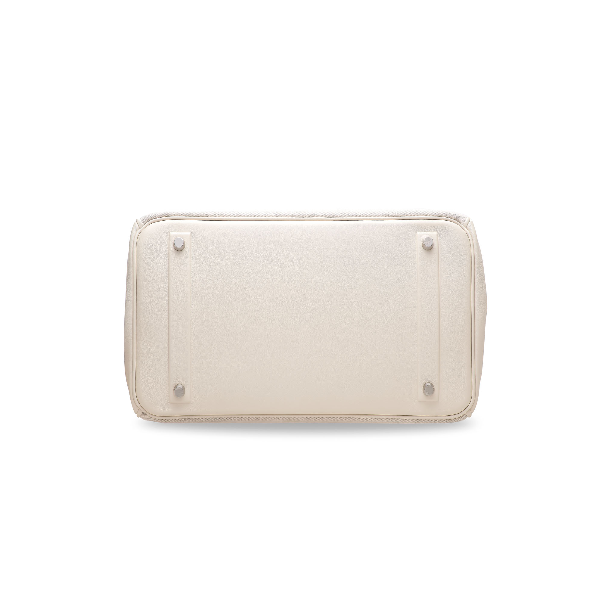 A LIMITED EDITION WHITE SWIFT LEATHER & TOILE SHADOW BIRKIN 35 WITH PALLADIUM HARDWARE 5 A LIMITED EDITION WHITE SWIFT LEATHER & TOILE SHADOW BIRKIN 35 WITH PALLADIUM HARDWARE - Image 5