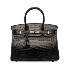 A RARE, LIMITED EDITION MATTE BLACK NILOTICUS CROCODILE SO BLACK BIRKIN 30 WITH BLACK PVD HARDWARE