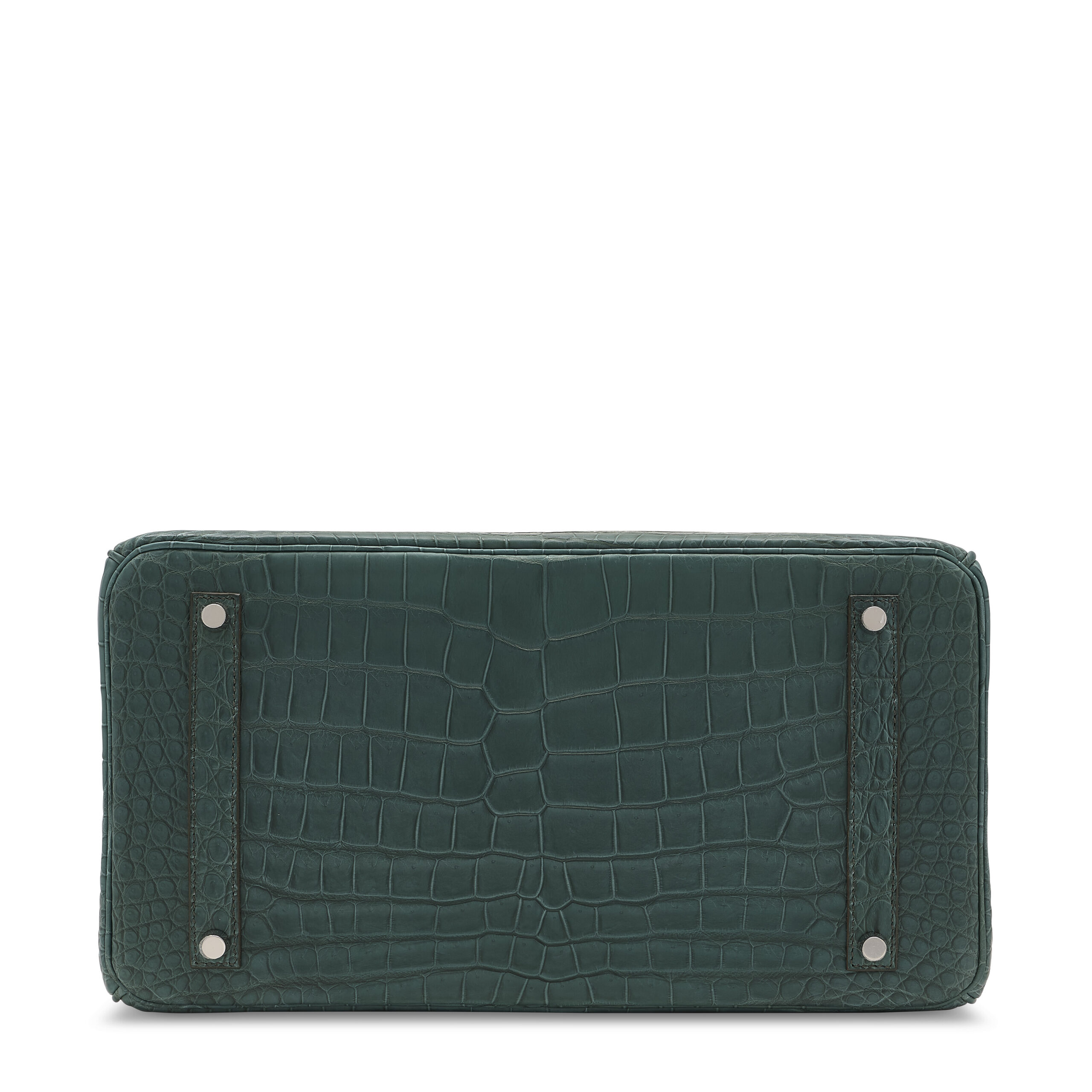 A RARE, LIMITED EDITION MATTE OMBRÉ VERT FONCÉ POROSUS CROCODILE BIRKIN 35 WITH PALLADIUM HARDWARE 6 A RARE, LIMITED EDITION MATTE OMBRÉ VERT FONCÉ POROSUS CROCODILE BIRKIN 35 WITH PALLADIUM HARDWARE - Image 6