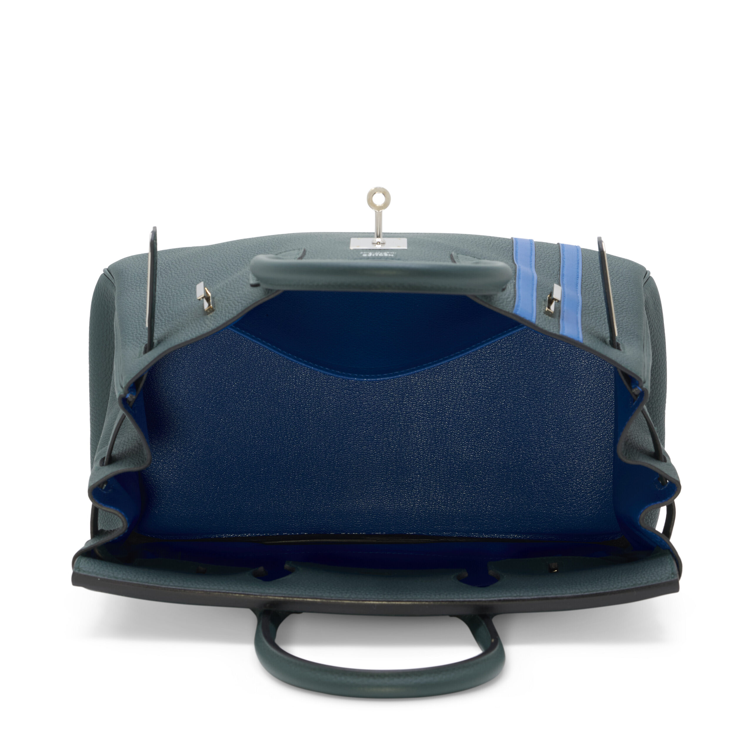 A SET OF TWO: LIMITED EDITION VERT CYPRÈS & BLEU ZELLIGE TOGO LEATHER OFFICIER BIRKIN 30 WITH PALLADIUM HARDWARE & A RODÉO CHARM GM 3 A SET OF TWO: LIMITED EDITION VERT CYPRÈS & BLEU ZELLIGE TOGO LEATHER OFFICIER BIRKIN 30 WITH PALLADIUM HARDWARE & A RODÉO CHARM GM - Image 3