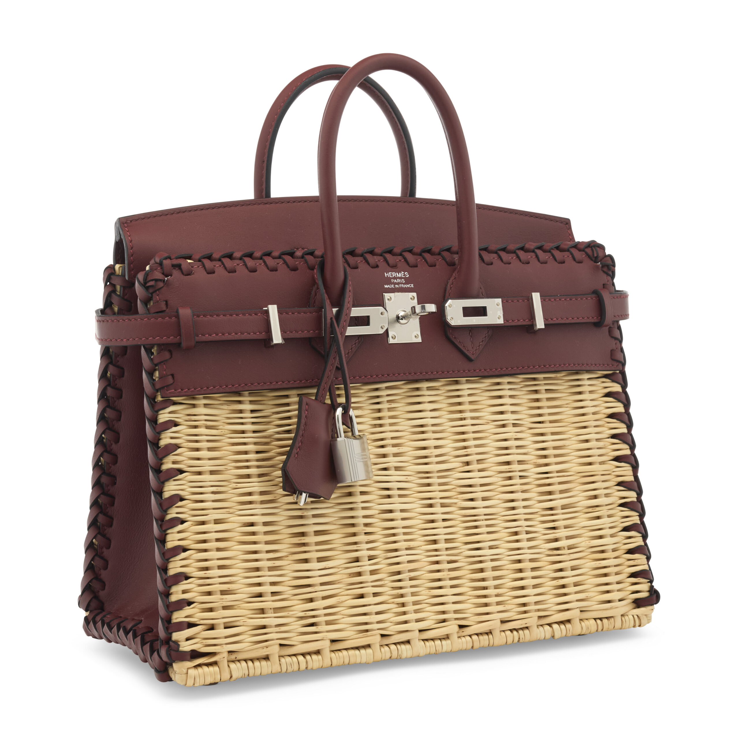 A LIMITED EDITION ROUGE SELLIER SWIFT LEATHER & OSIER PICNIC BIRKIN 25 WITH PALLADIUM HARDWARE 4 A LIMITED EDITION ROUGE SELLIER SWIFT LEATHER & OSIER PICNIC BIRKIN 25 WITH PALLADIUM HARDWARE - Image 4