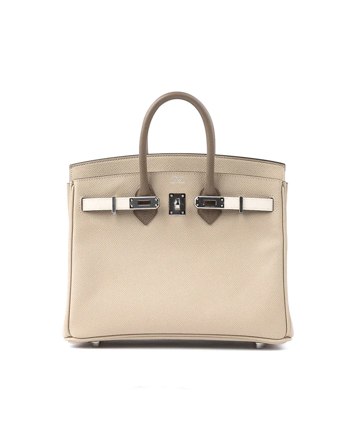 Birkin 25 Retourne Tri-colour Trench / Craie / Etoupe in Epsom Leather with Palladium Hardware 4 Birkin 25 Retourne Tri-colour Trench / Craie / Etoupe in Epsom Leather with Palladium Hardware - Image 4