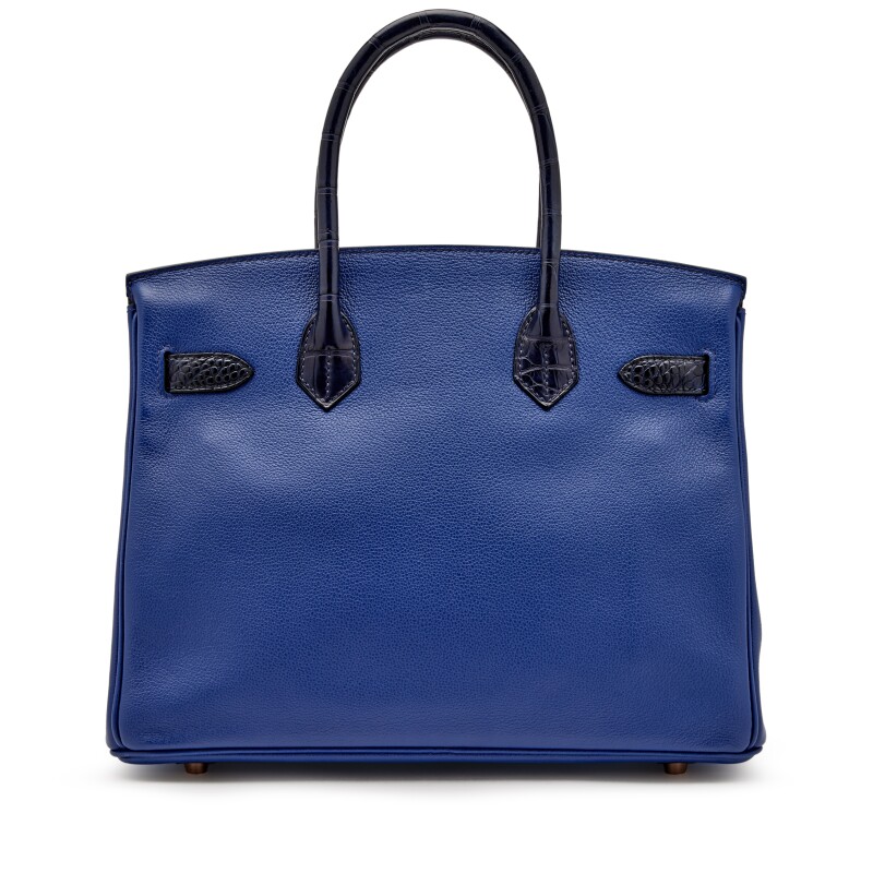 Bleu Marine Matte Alligator & Bleu Saphir Novillo Touch Birkin 30 Rose Gold Hardware 2 Bleu Marine Matte Alligator & Bleu Saphir Novillo Touch Birkin 30 Rose Gold Hardware - Image 2