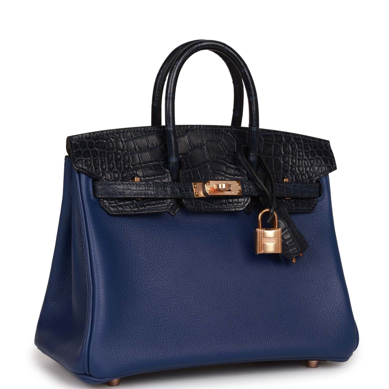 Hermès Birkin 25 Bleu Marine Matte Alligator and Bleu Saphir Novillo Touch Rose Gold Hardware 4 Hermès Birkin 25 Bleu Marine Matte Alligator and Bleu Saphir Novillo Touch Rose Gold Hardware - Image 4