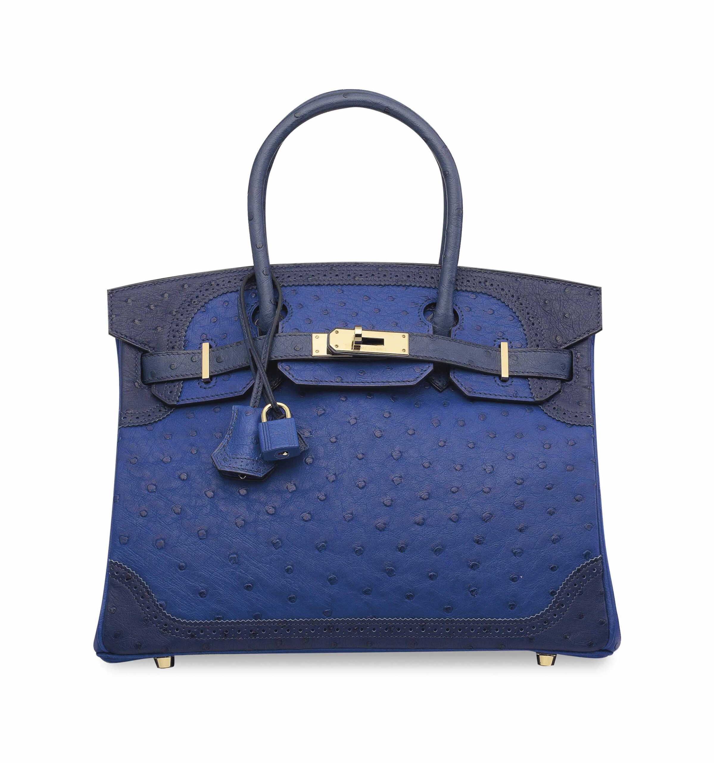 HERMÈS. A LIMITED EDITION BLEU SAPHIR, BLEU IRIS & BLEU DE MALTE OSTRICH GHILLIES BIRKIN 30 WITH PERMABRASS HARDWARE 2 HERMÈS. A LIMITED EDITION BLEU SAPHIR, BLEU IRIS & BLEU DE MALTE OSTRICH GHILLIES BIRKIN 30 WITH PERMABRASS HARDWARE - Image 2