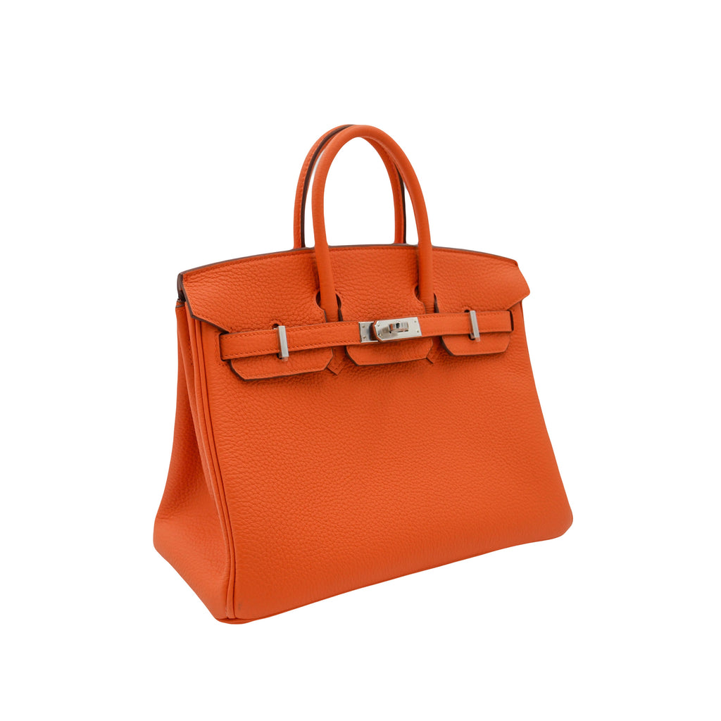 Hermès 25cm Birkin Orange Togo Leather Palladium Hardware 3 Hermès 25cm Birkin Orange Togo Leather Palladium Hardware - Image 3