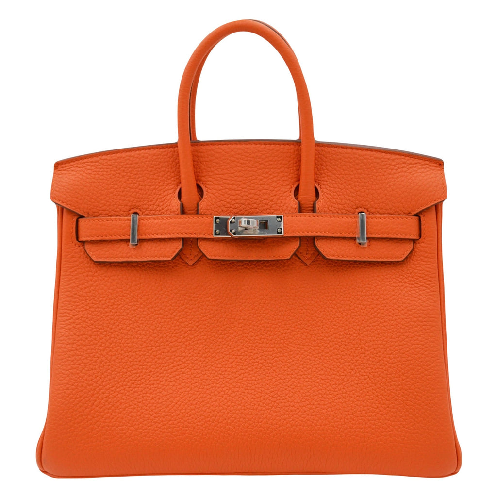 Hermès 25cm Birkin Orange Togo Leather Palladium Hardware 1 Hermès 25cm Birkin Orange Togo Leather Palladium Hardware