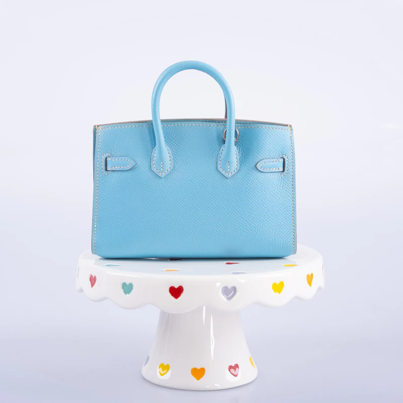 Limited Edition Hermes Birkin 15 Micro Celeste Epsom with Palladium Hardware 3 Limited Edition Hermes Birkin 15 Micro Celeste Epsom with Palladium Hardware - Image 3