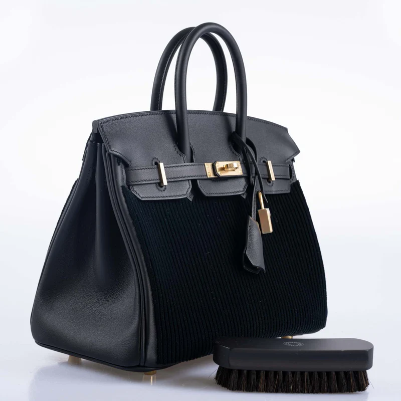 Hermès Birkin 25 Black côte à côte tuffetage and Swift Permabrass Hardware 4 Hermès Birkin 25 Black côte à côte tuffetage and Swift Permabrass Hardware - Image 4