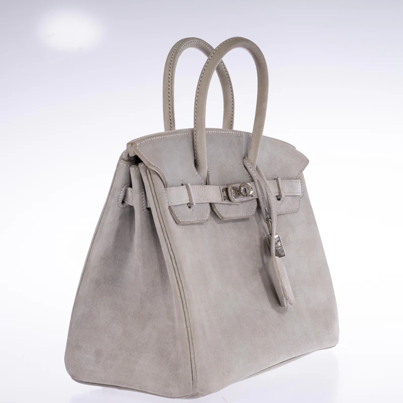 Hermès Birkin 25 Gris Doblis Suede with Palladium Hardware 4 Hermès Birkin 25 Gris Doblis Suede with Palladium Hardware - Image 4