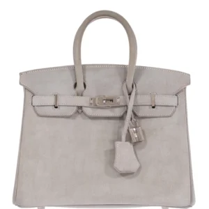Hermès Birkin 25 Gris Doblis Suede with Palladium Hardware