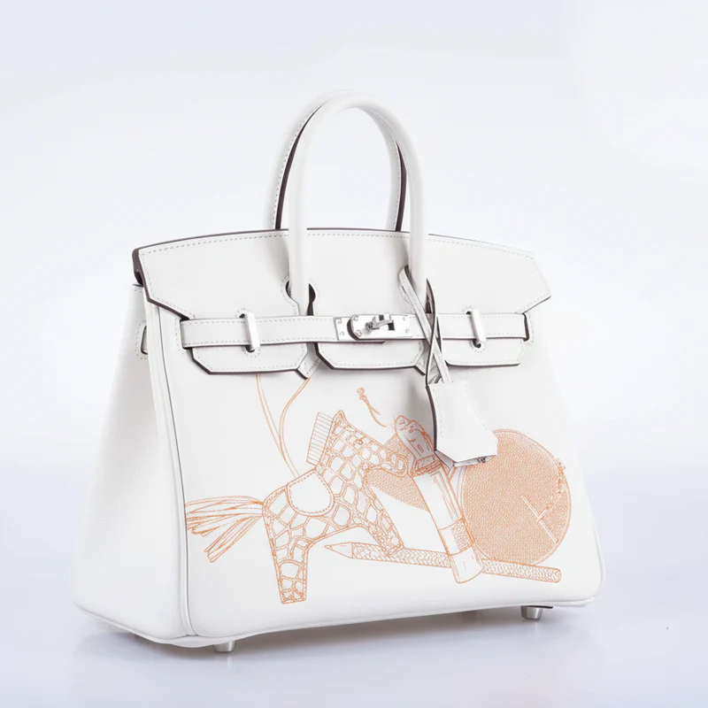 Hermès Birkin 25 In and Out Blanc Swift with Palladium Hardware 4 Hermès Birkin 25 In and Out Blanc Swift with Palladium Hardware - Image 4