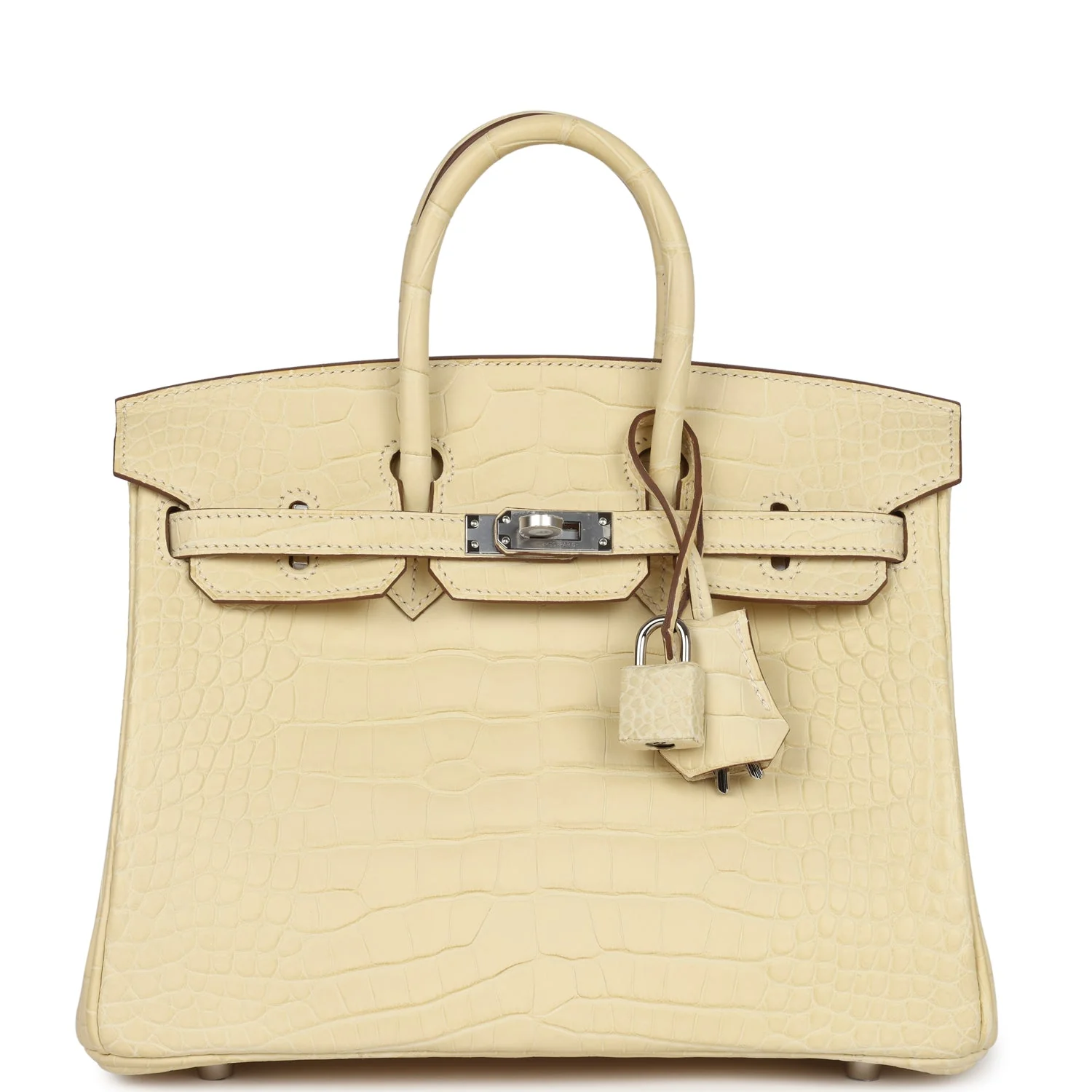 A LIMITED EDITION MATTE VANILLE ALLIGATOR & NATUREL SABLE VEAU BULTLER TOUCH BIRKIN 25 WITH PALLADIUM HARDWARE 4 A LIMITED EDITION MATTE VANILLE ALLIGATOR & NATUREL SABLE VEAU BULTLER TOUCH BIRKIN 25 WITH PALLADIUM HARDWARE - Image 4
