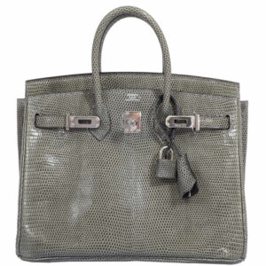 Hermès Birkin 25 Vert De Gris Salvator Rare Lizard Palladium Hardware