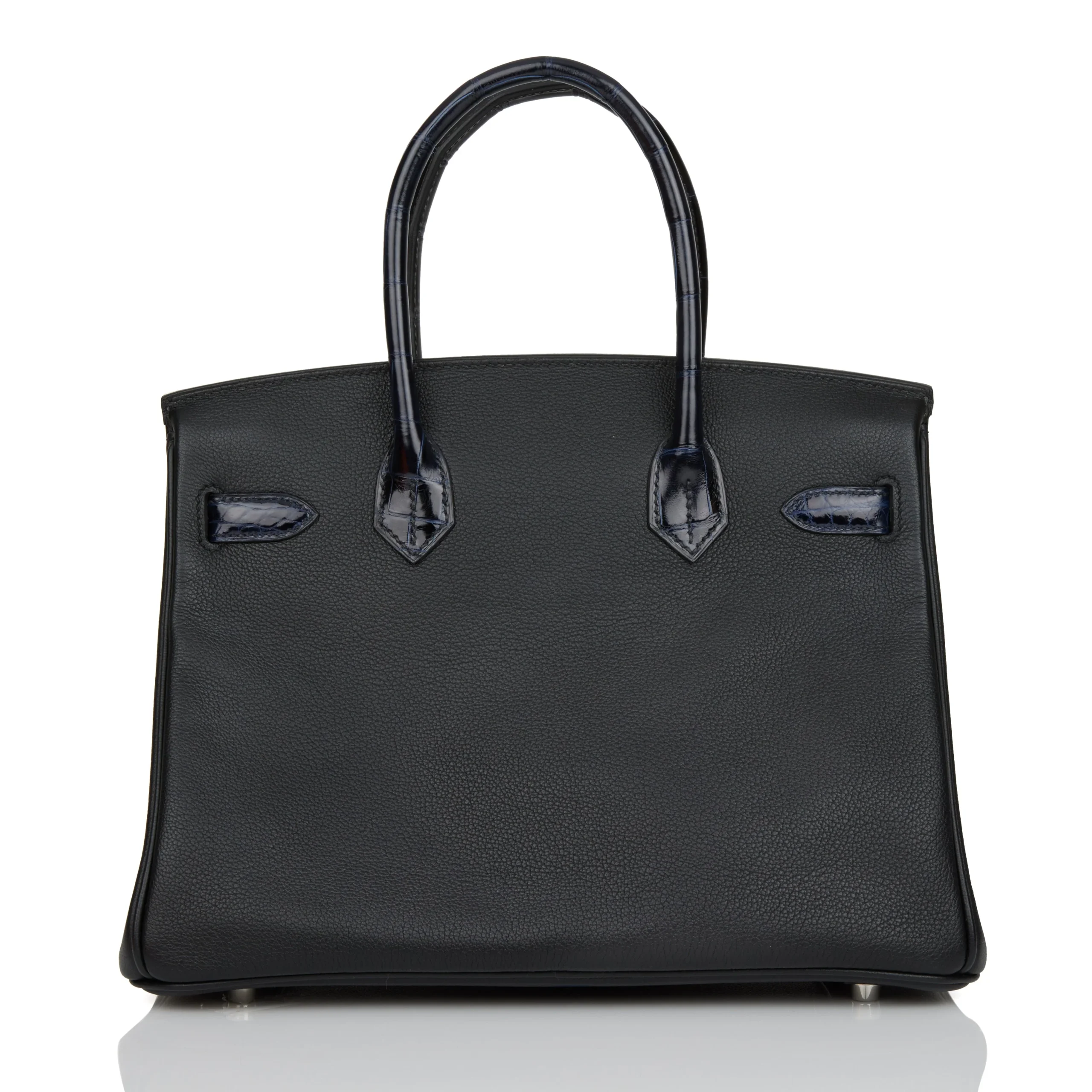Hermès Birkin 30 Bleu Marine Shiny Niloticus Crocodile and Black Novillo Touch Palladium Hardware 2 Hermès Birkin 30 Bleu Marine Shiny Niloticus Crocodile and Black Novillo Touch Palladium Hardware - Image 2