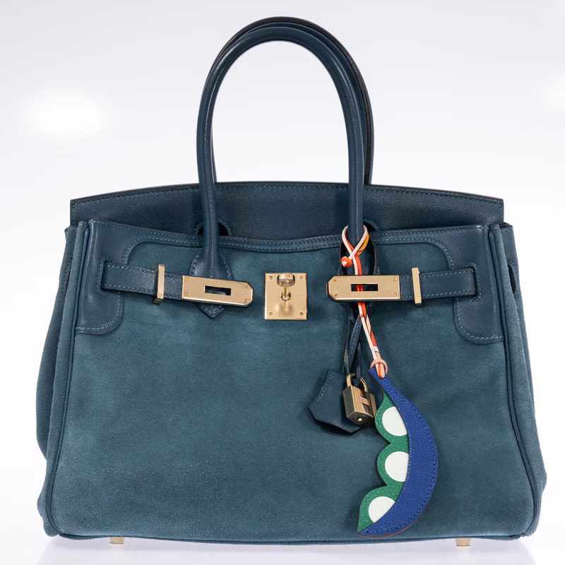 Hermès Birkin 30 Bleu Tempête Grizzly Doblis/Swift Permabrass Hardware 4 Hermès Birkin 30 Bleu Tempête Grizzly Doblis/Swift Permabrass Hardware - Image 4