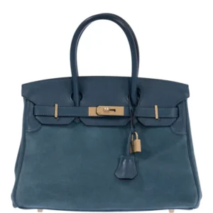 Hermès Birkin 30 Bleu Tempête Grizzly DoblisSwift Permabrass Hardware