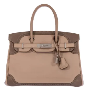 Hermès Birkin 30 Ghillies Argile & Étoupe Swift Palladium Hardware (1)
