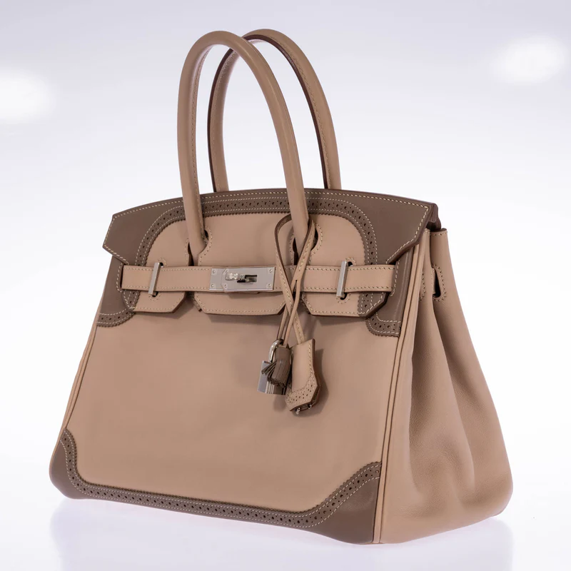 Hermès Birkin 30 Ghillies Argile & Étoupe Swift Palladium Hardware 3 Hermès Birkin 30 Ghillies Argile & Étoupe Swift Palladium Hardware - Image 3