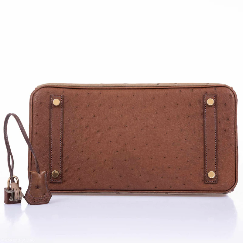 Hermès Birkin 30 Ghillies Marron Fonce, Etrusque, Mousse Ostrich Champagne Gold Hardware 2 Hermès Birkin 30 Ghillies Marron Fonce, Etrusque, Mousse Ostrich Champagne Gold Hardware - Image 2