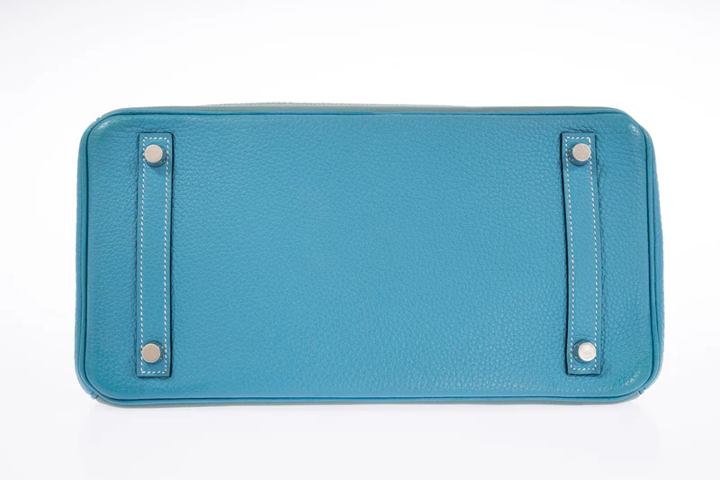 Hermès Birkin 30 Grizzly Ghillies Gris Perle Doblis, Ciel Evercolor & Turquoise Clémence Palladium Hardware 2 Hermès Birkin 30 Grizzly Ghillies Gris Perle Doblis, Ciel Evercolor & Turquoise Clémence Palladium Hardware - Image 2