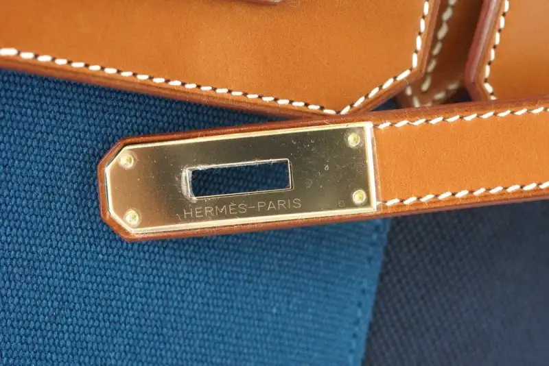 Hermes Birkin 35 Bag Blue Flag Toile Barenia Leather Permabrass Limited Edition 3 Hermes Birkin 35 Bag Blue Flag Toile Barenia Leather Permabrass Limited Edition - Image 3