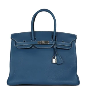 Hermès Birkin 35 Bleu Thalassa Clemence Palladium Hardware