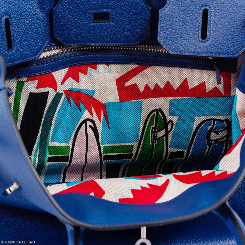 Hermès Birkin 35 Blue Saphir Novillo "Sea, Surf and Fun" Interior Palladium Hardware 4 Hermès Birkin 35 Blue Saphir Novillo "Sea, Surf and Fun" Interior Palladium Hardware - Image 4