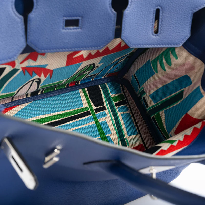 Hermès Birkin 35 Blue Saphir Novillo "Sea, Surf and Fun" Interior Palladium Hardware 4 Hermès Birkin 35 Blue Saphir Novillo "Sea, Surf and Fun" Interior Palladium Hardware - Image 4