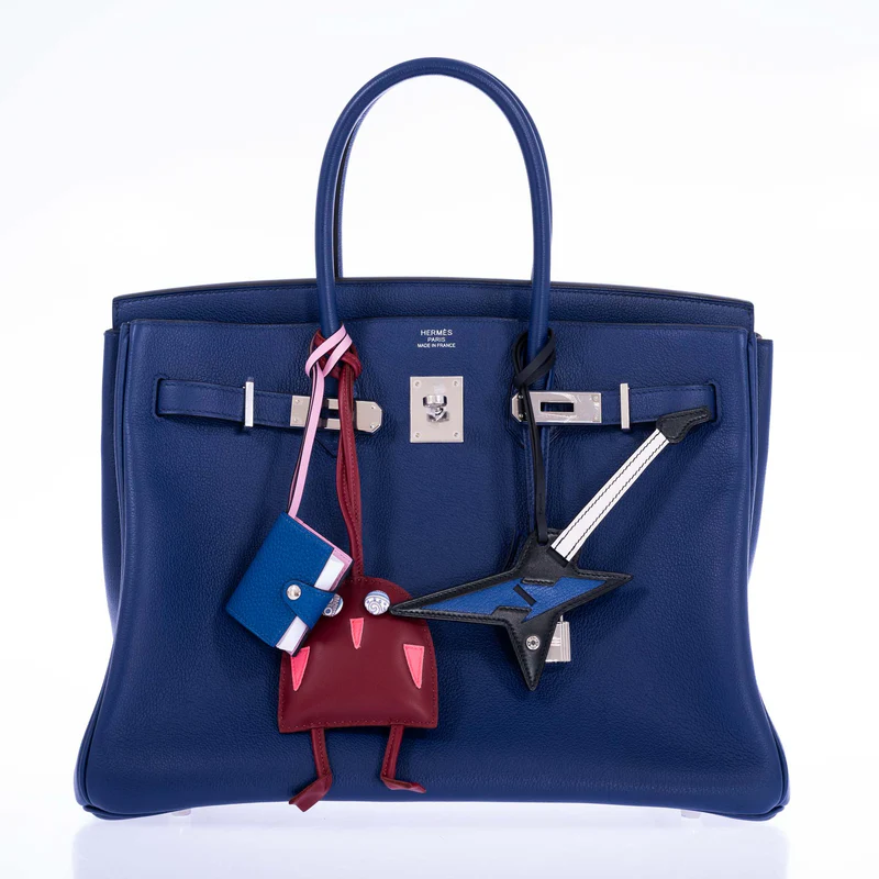 Hermès Birkin 35 Blue Saphir Novillo "Sea, Surf and Fun" Interior Palladium Hardware 3 Hermès Birkin 35 Blue Saphir Novillo "Sea, Surf and Fun" Interior Palladium Hardware - Image 3
