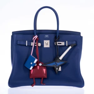 Hermès Birkin 35 Blue Saphir Novillo "Sea, Surf and Fun" Interior Palladium Hardware