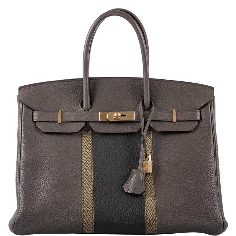Hermès Birkin 35 Club Etain & Graphite Clemence Gris Fonce Lizard Permabrass Hardware 2 Hermès Birkin 35 Club Etain & Graphite Clemence Gris Fonce Lizard Permabrass Hardware - Image 2