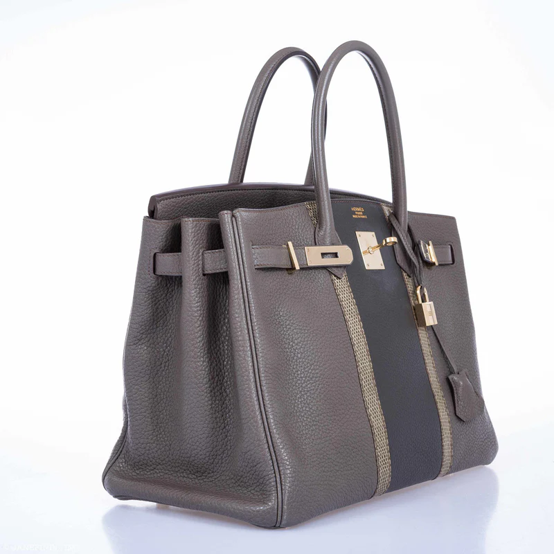 Hermès Birkin 35 Club Etain & Graphite Clemence Gris Fonce Lizard Permabrass Hardware 3 Hermès Birkin 35 Club Etain & Graphite Clemence Gris Fonce Lizard Permabrass Hardware - Image 3