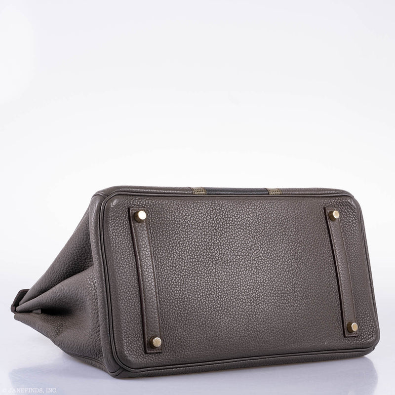 Hermès Birkin 35 Club Etain & Graphite Clemence Gris Fonce Lizard Permabrass Hardware 4 Hermès Birkin 35 Club Etain & Graphite Clemence Gris Fonce Lizard Permabrass Hardware - Image 4