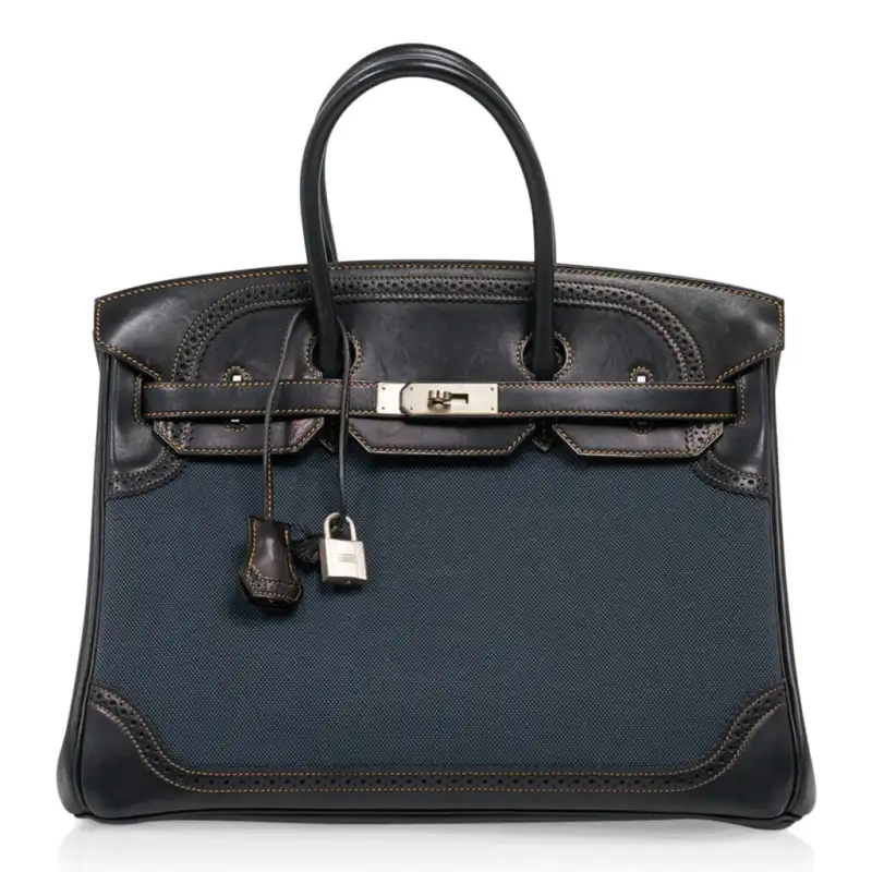 Hermes Birkin 35 Ghillies Denim Fonce Toile Black Evercalf Bag Limited Edition 1 Hermes Birkin 35 Ghillies Denim Fonce Toile Black Evercalf Bag Limited Edition (2)